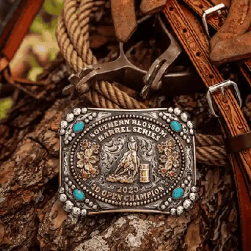 Womens Belt Buckles - Silver and Turquoise Belt Buckle for a woman